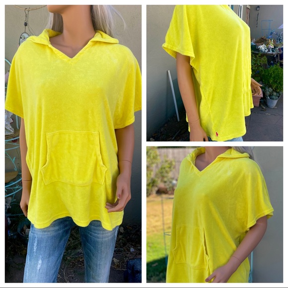 12/14 Ralph Lauren POLO Terry Short Sleeve Sweatshirt Hoodie 🦘Pocket - Picture 15 of 16